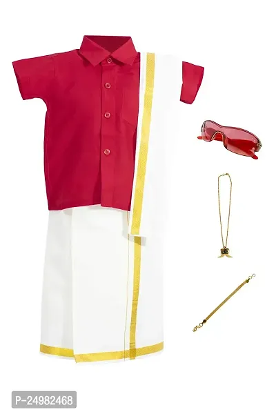 AMIRTHA FASHION Boys Traditional Dhoti  Shirts SET WITH ACCESSORIES (RSTCMBD-$)-thumb0