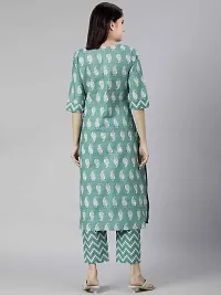 Alluring Green Cotton Blend Printed Stitched Salwar Suit Sets For Girls-thumb1