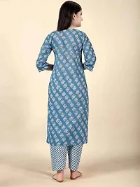 Alluring Blue Cotton Blend Printed Stitched Salwar Suit Sets For Girls-thumb1