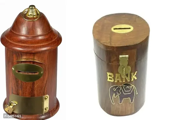 Wooden Piggy Bank for Kids Pack of 2