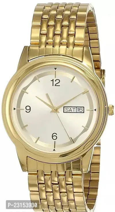 Stylish Golden Metal Analog Watch For Men-thumb0