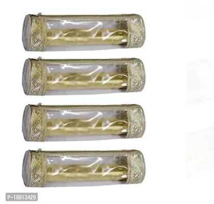 Transparent PVC Single Rod Storage Bangle Pouch/Box for Women Latest Bangles Jewellery Chudi Bridal Bracelets OrganizerGolden-Set of 4