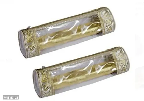 Transparent PVC Single Rod Storage Bangle Pouch/Box for Women Latest Bangles Jewellery Chudi Bridal Bracelets OrganizerGolden-Set of 2-thumb0