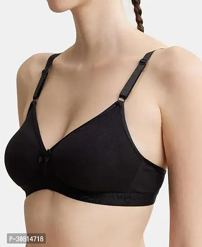 Stylish Black Cotton Solid Bra For Women-thumb0