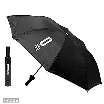 Elegant Black Windproof UV And Rain Protection Bottle Umbrella-thumb0