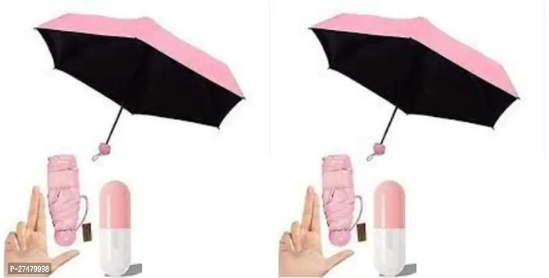 Elegant Pink Capsule Shape Umbrella For Men And Women- Pack Of 2-thumb0