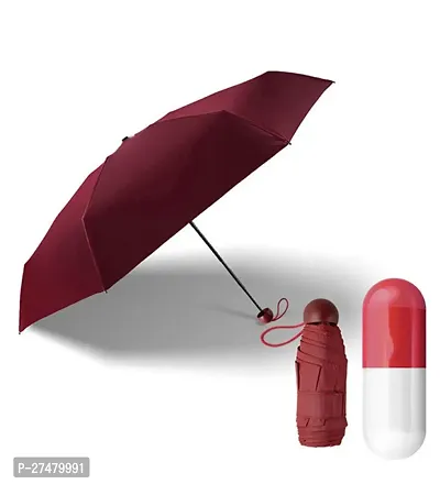 Elegant Maroon Capsule Shape Umbrella For Men And Women-thumb0