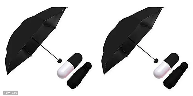 Elegant Black Capsule Shape Umbrella For Men And Women- Pack Of 2