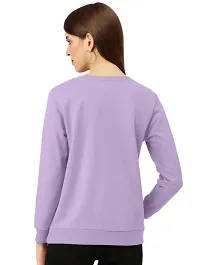 Stylish Purple Polycotton Printed Long Sleeves Round Neck Tees For Women-thumb1