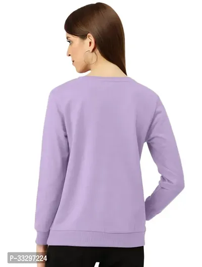 Stylish Purple Polycotton Printed Long Sleeves Round Neck Tees For Women-thumb2