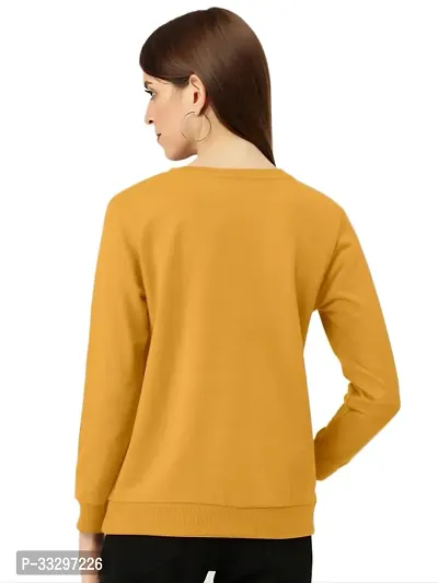 Stylish Yellow Polycotton Printed Long Sleeves Round Neck Tees For Women-thumb2