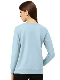 Stylish Blue Polycotton Printed Long Sleeves Round Neck Tees For Women-thumb1