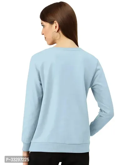 Stylish Blue Polycotton Printed Long Sleeves Round Neck Tees For Women-thumb2