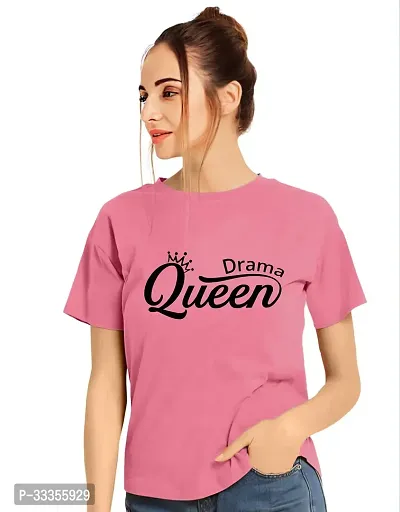 Stylish Pink Polycotton Printed Short Sleeves For Women-thumb0