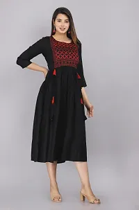 Stylish Black Viscose Rayon Stitched Kurta For Women-thumb1