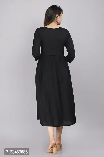Stylish Black Viscose Rayon Stitched Kurta For Women-thumb4