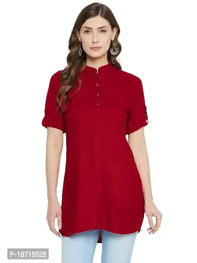 Buy The Pajama Factory Rayon 32 Length Kurti Short Kurta Till Knee Stylish  Short Sleeve Round Neck Style for Women's Girls Ladies Online In India At  Discounted Prices