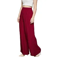 The pajama factory Womens Solid Rayon Palazzo (Maroon)-thumb1