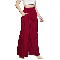 The pajama factory Womens Solid Rayon Palazzo (Maroon)-thumb2