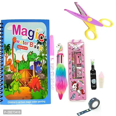 Magic Water Book with Stylish Multicolour Highlighters Stationery Combo