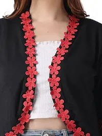 Affair Waist Length Shrug Specially Design for Girls  Women Made by Soft Cotton Blend Fabric Cotton Flower Lace-thumb2