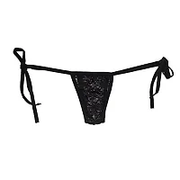 AF affair Dry Soft Comfortable Self Design Lycra G-String Women's Thongs, Black ( Free Size )-thumb2