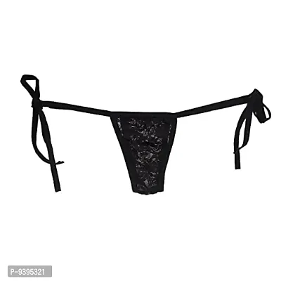 AF affair Dry Soft Comfortable Self Design Lycra G-String Women's Thongs, Black ( Free Size )-thumb3