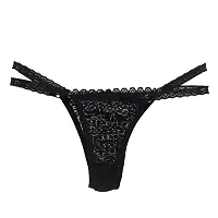 Affair Black Soft Comfortable Hipster Lace Self Design Women's Thongs-thumb2