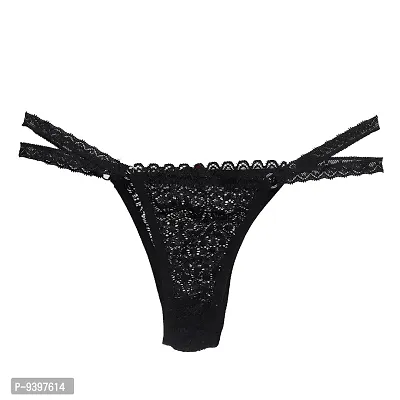 Affair Black Soft Comfortable Hipster Lace Self Design Women's Thongs-thumb3