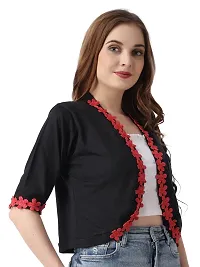 Affair Waist Length Shrug Specially Design for Girls  Women Made by Soft Cotton Blend Fabric Cotton Flower Lace-thumb1