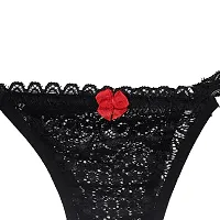 Affair Black Soft Comfortable Hipster Lace Self Design Women's Thongs-thumb1