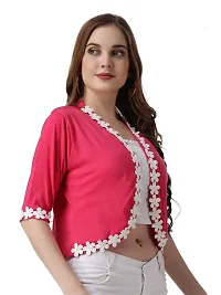 Affair Waist Length Shrug Specially Design for Girls  Women Made by Soft Cotton Blend Fabric Cotton Flower Lace-thumb3