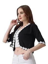 Affair Waist Length Shrug Specially Design for Girls  Women Made by Soft Cotton Blend Fabric Cotton Flower Lace-thumb2