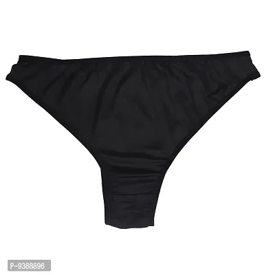 AF affair Dry Soft Comfortable Self Design Lycra G-String Women's Thongs, Black ( Free Size )-thumb2