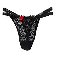 Affair Black Soft Comfortable Hipster Lace Self Design Women's Thongs-thumb4