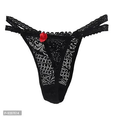 Affair Black Soft Comfortable Hipster Lace Self Design Women's Thongs-thumb5