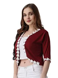 Affair Waist Length Shrug Specially Design for Girls  Women Made by Soft Cotton Blend Fabric Cotton Flower Lace-thumb4