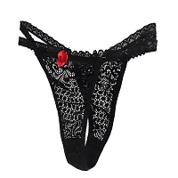 Affair Black Soft Comfortable Hipster Lace Self Design Women's Thongs-thumb3