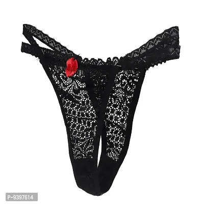 Affair Black Soft Comfortable Hipster Lace Self Design Women's Thongs-thumb4