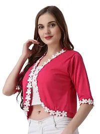 Affair Waist Length Shrug Specially Design for Girls  Women Made by Soft Cotton Blend Fabric Cotton Flower Lace-thumb2