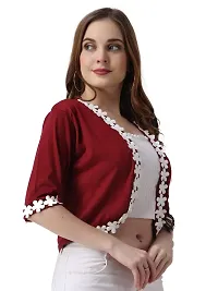 Affair Waist Length Shrug Specially Design for Girls  Women Made by Soft Cotton Blend Fabric Cotton Flower Lace-thumb1