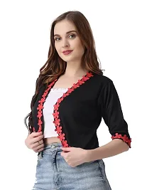 Affair Waist Length Shrug Specially Design for Girls  Women Made by Soft Cotton Blend Fabric Cotton Flower Lace-thumb4