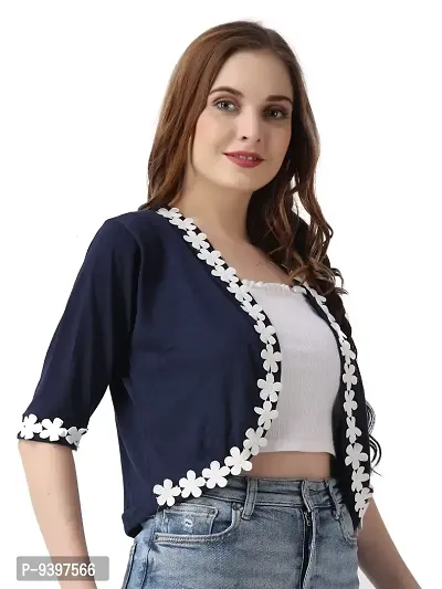 Affair Waist Length Shrug Specially Design for Girls  Women Made by Soft Cotton Blend Fabric Cotton Flower Lace-thumb4