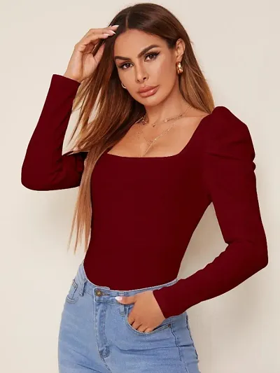 Square Neck Gigot Sleeve Top