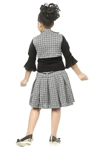 KJD Cotton Skirt Top with Jacket Casual Wear Dress for Baby Girls-thumb2