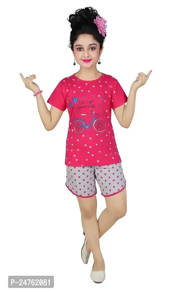 KJD Kids Nightwear Girls Printed Cotton Blend (Pink)