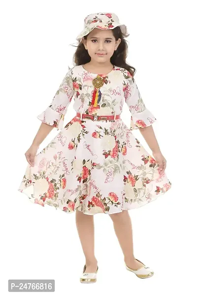 TrendyCreations Girls Party/Festive Dress with Cap Pink