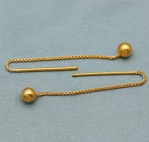 Partywear 1 Gram Gold Plated Chain Ball Sui Dhaga Earrings For Women  Girls-thumb1