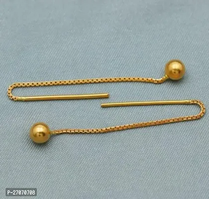 Partywear 1 Gram Gold Plated Chain Ball Sui Dhaga Earrings For Women  Girls-thumb2