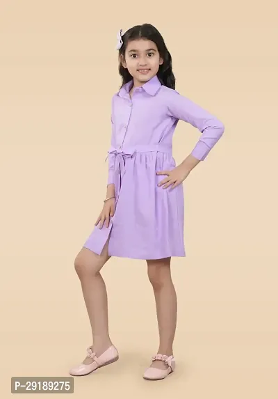 Fabulous Pink Crepe Solid A-Line Dress For Girls-thumb4